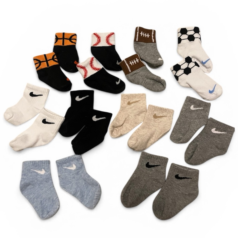 10 Pairs Baby Toddler Nike Swoosh Socks Boy Sports Bulk Lot